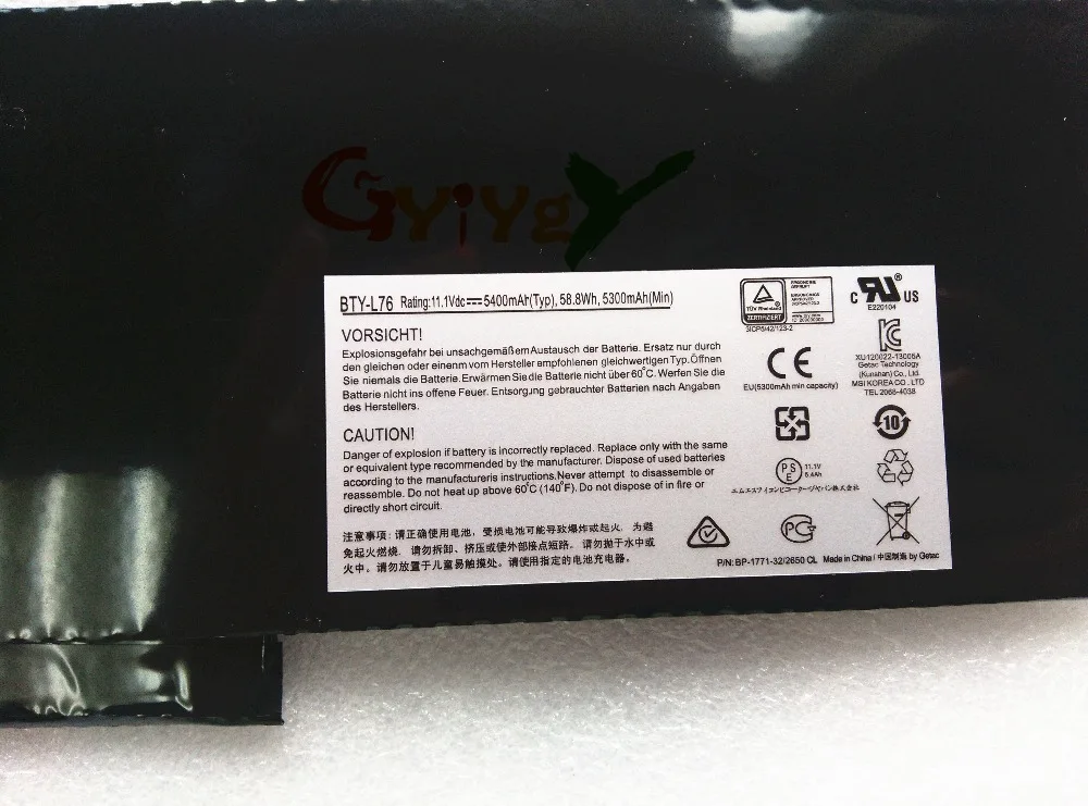 BTY-L76 11,1 V 5400 mAh аккумулятор для MSI GS70 BTY-L76 серии для Medion Akoya S4217T X7611/Erazer X7611 X7613