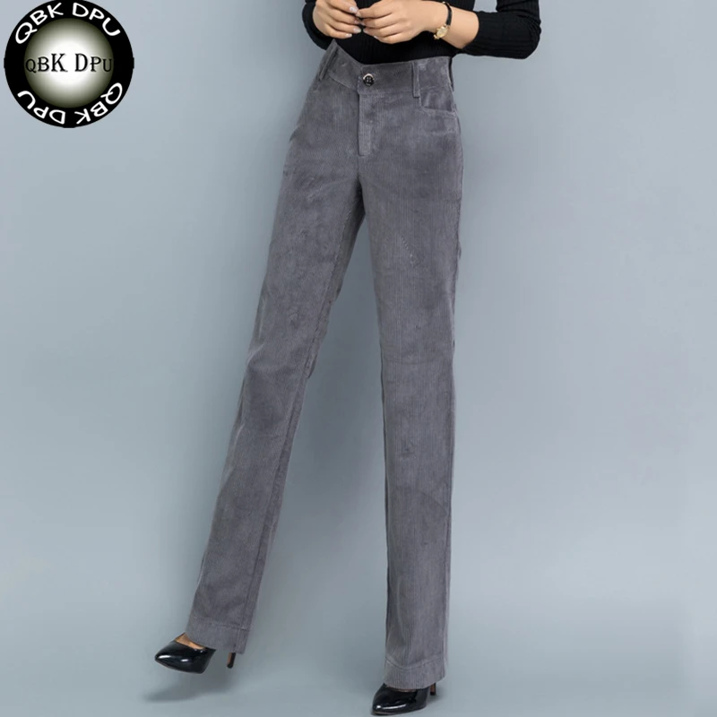

2018 new Women Corduroy Pants Vintage Autumn Winter Casual Thicken Warm high Waist slim Cotton plus size Trouser