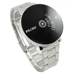 Нержавеющая Сталь Серебряный Кварцевые наручные часы черный Проигрыватель Наберите Для мужчин, подарок Прямая доставка F825