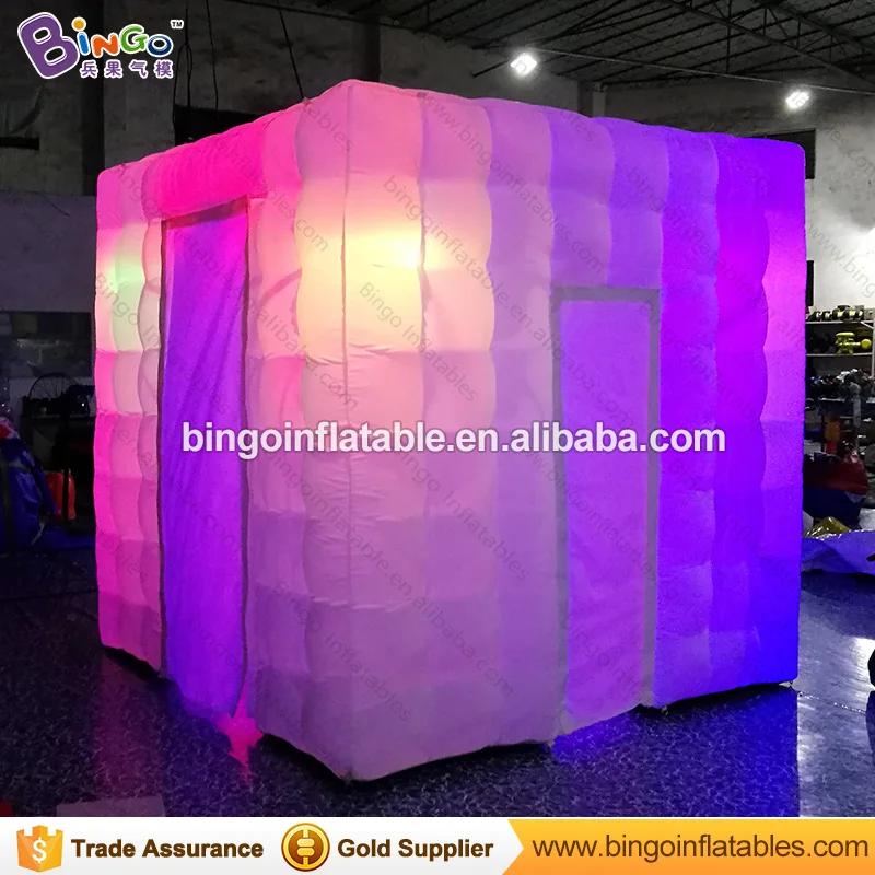  Free shipping Portable inflatable cube photo kiosk booth tent with led lighting toy tent