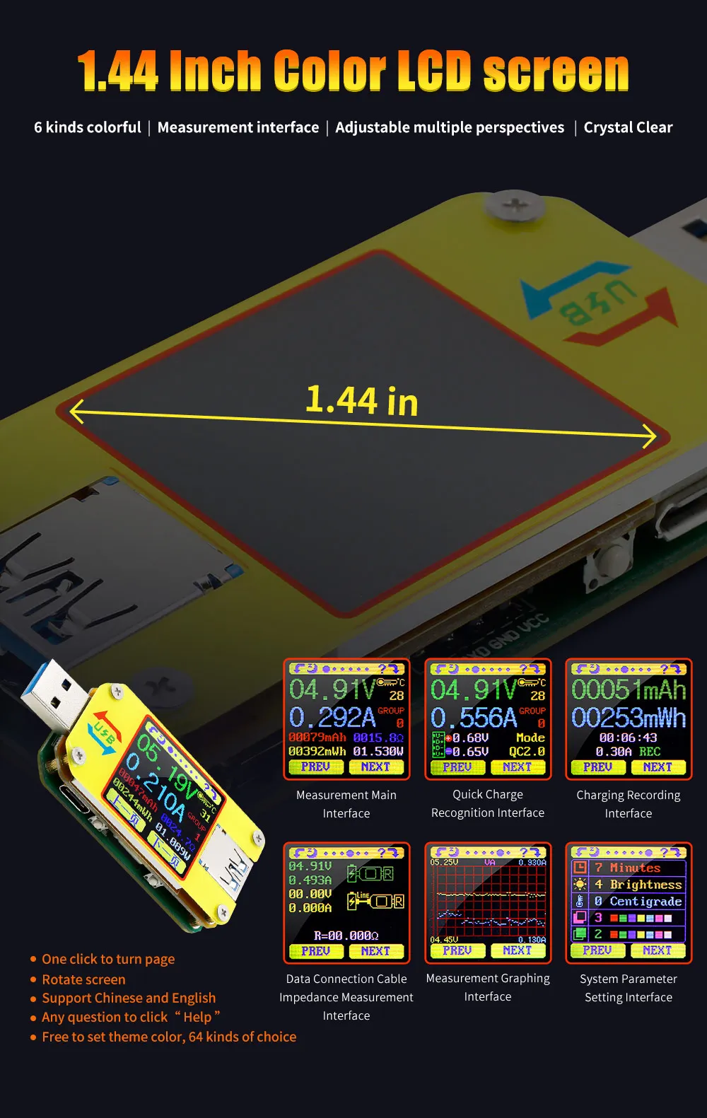 UM34 UM34C Для APP USB 3,0 Тип-C DC Вольтметр Амперметр Напряжение измеритель тока, для батареи зарядки измерения Кабельный тестер сопротивления