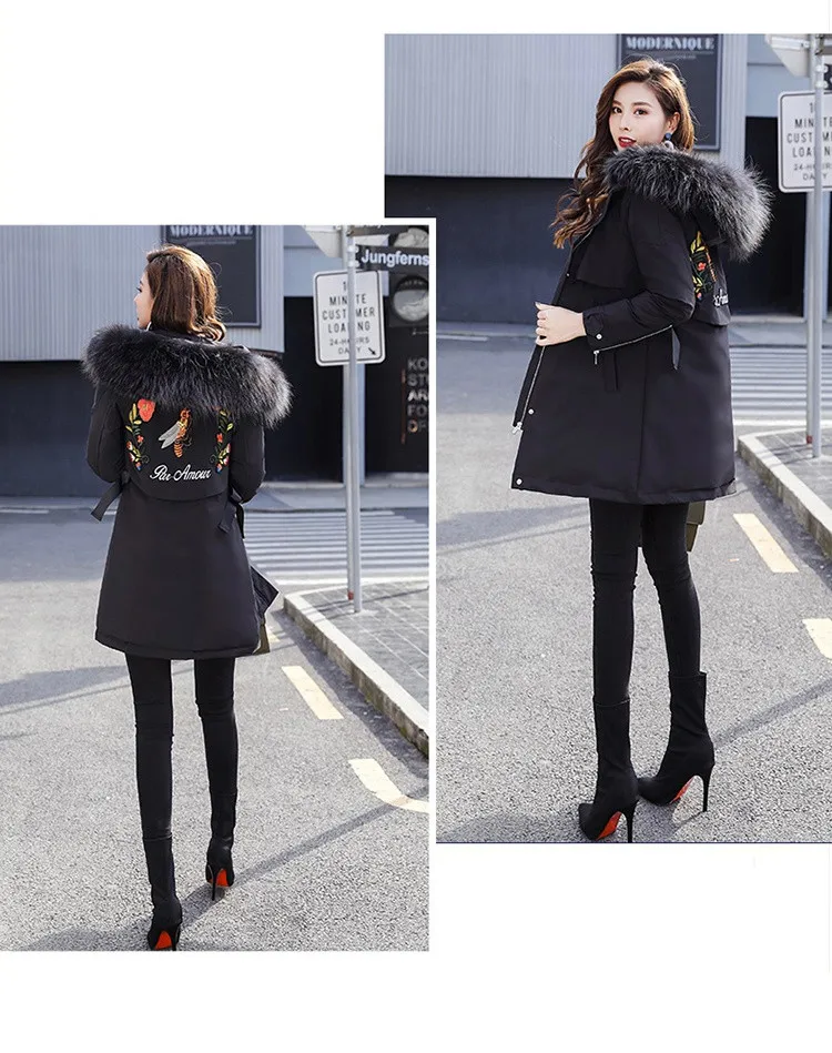 Parka Women Jackets Winter Long Hooded Women Winter Coat Korean Style Adjustable Waist 2018 New Parkas Female LZ980 (8)