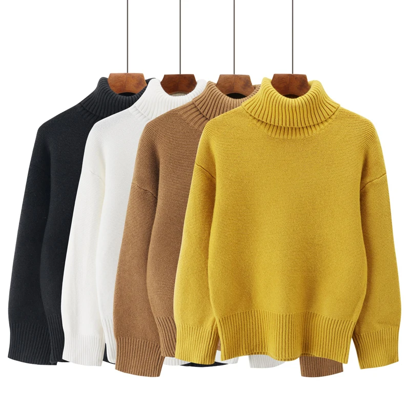 Свитер с высоким воротом для женщин пуловеры для трикотажные свитеры женский 2018 осень зима мода длинный рукав однотонная повседневн