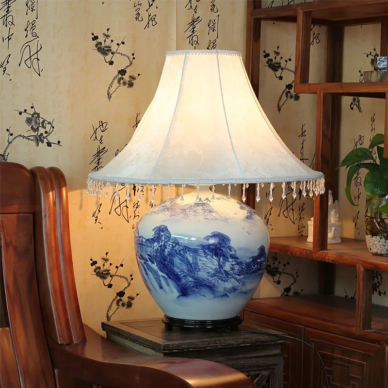 Jingdezhen Vintage style porcelain ceramic desk table lamps for bedside