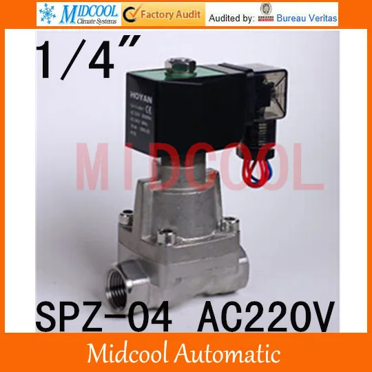 

High temperature steam stainless steel solenoid valve normal closed AC220V port 1/4"steam type SPZ-04