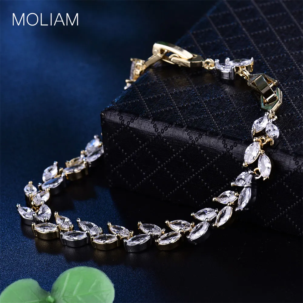 MOLIAM роскошный браслет с австрийскими кристаллами пшеницы, элегантный браслет с кубическим цирконием, ручная цепочка, браслет, модное ювелирное изделие MLL145