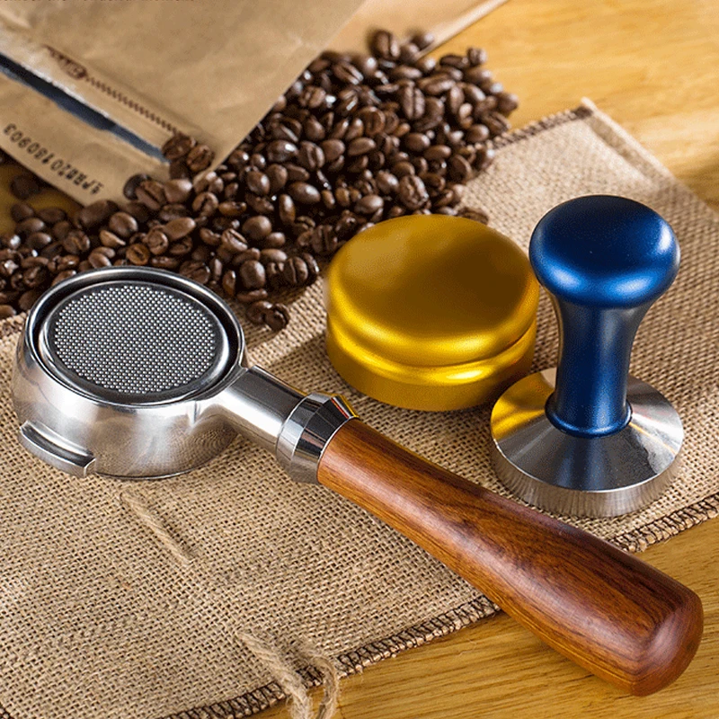 Кофейная бездонная портафильтр группа-головка 58 мм кофейная машина твердая деревянная ручка 304 нержавеющая сталь кофейные инструменты