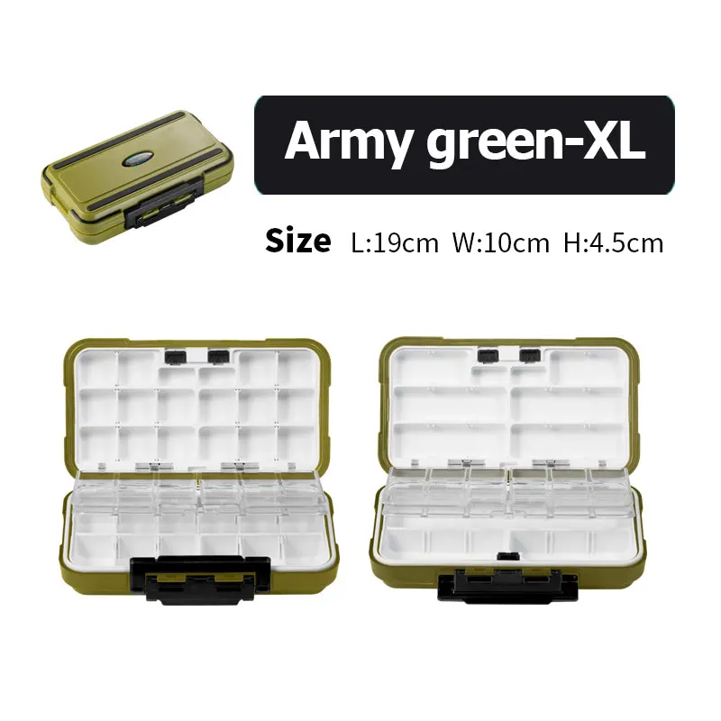 Многофункциональная рыболовная коробка, водонепроницаемая АБС портативная рыболовная снасть, аксессуары, крючки, блесна, инструмент, Спиннер, приманка, коробки для хранения - Цвет: Army green-XL