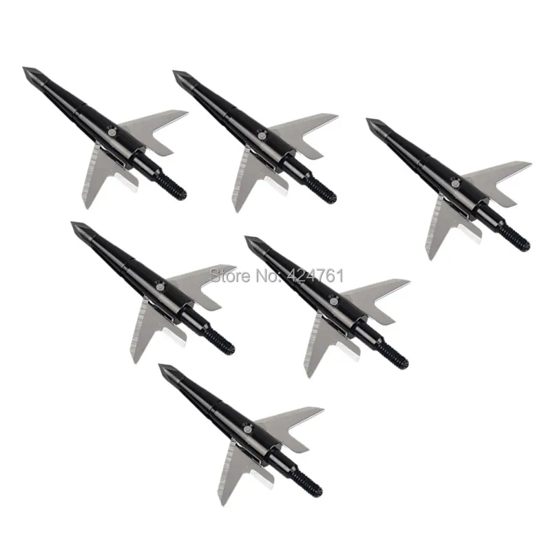 

6pcs Swhacker hunting arrow head 2 Expandable Blades Broadheads 100 Grain Arrowheads Cut Anodized aircraft aluminum length 2.5''