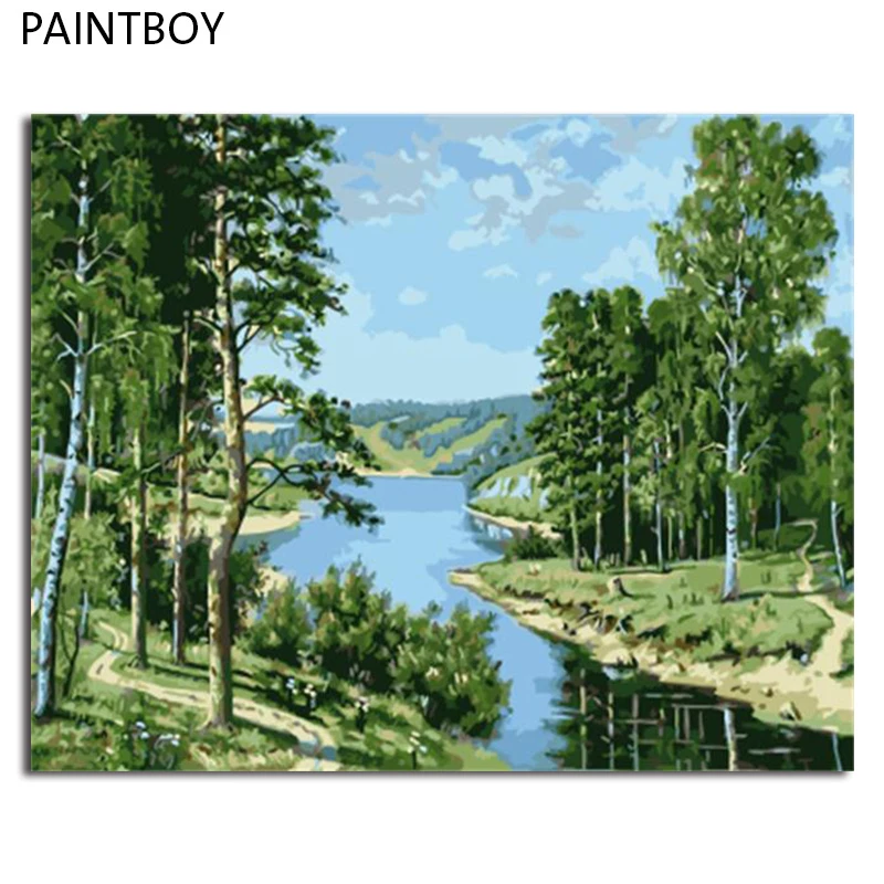 PAINTBOY изображения пейзажей в рамке живопись по номерам живопись и каллиграфия DIY Раскраска по номерам на холсте
