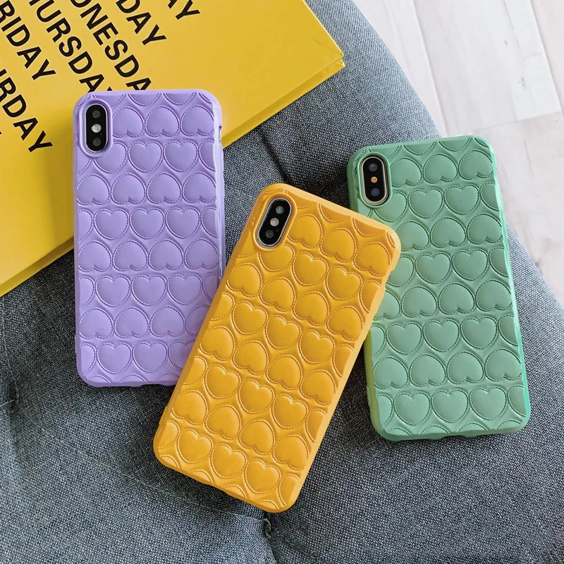 

Macaron Love Heart Case For iphone X XR XS Max 6 6s Phone Cases For iphone 7 8 plus Case Fashion Cute Cartoon Soft Cases Capa