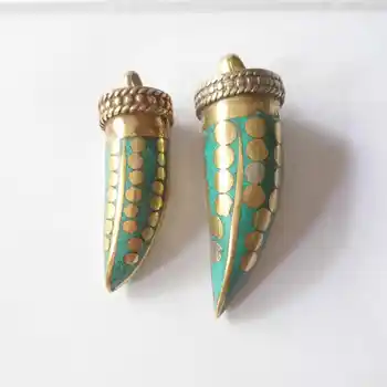 

TBP513 Tibetan Fang Amulet Pendant for Man Copper Inlay Cyan Stone Pendants Small and Big