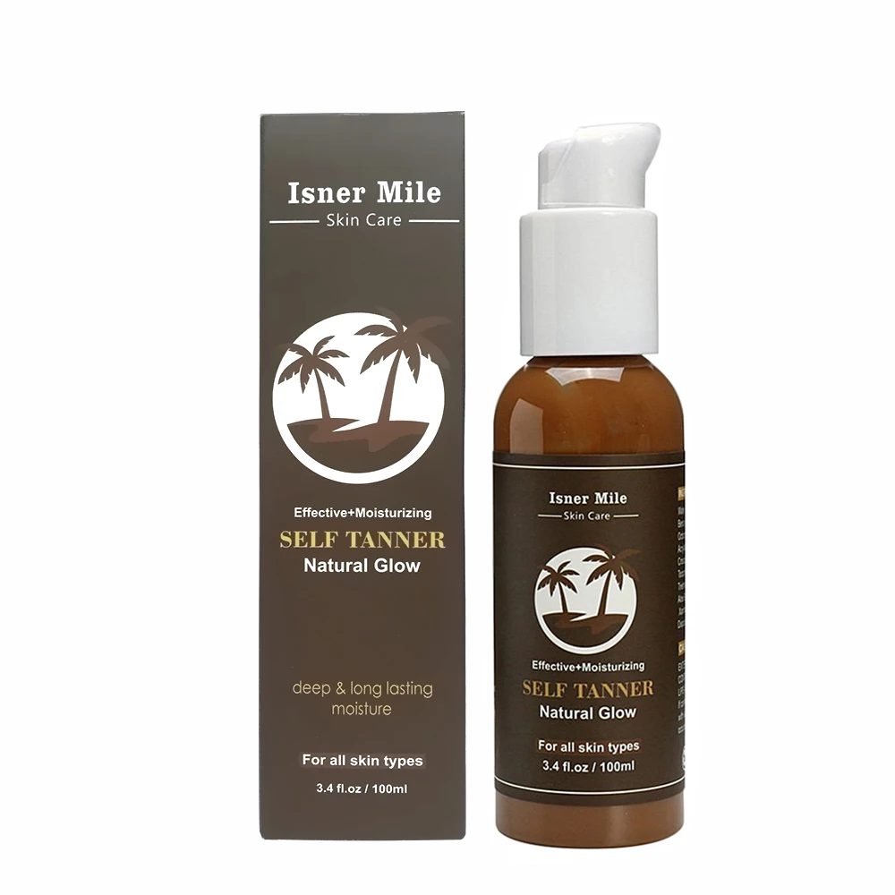 ISNER MILE Self Tanning Body Cream Sunless Bronzer Natural Solarium Oil Long Lasting Face Sun Tan Bronze Salon Lotion 100ml