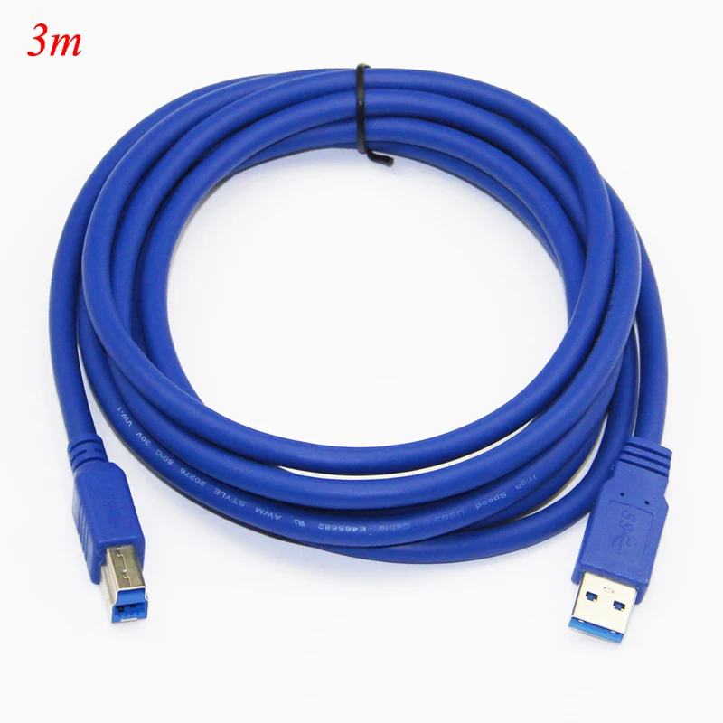 Bochara USB 3,0 кабель USB для принтера 3,0 тип A папа-Тип B Папа из фольги+ Плетеный экранированный 30 см 60 см 100 см 1,5 м 1,8 м 3 м 5 м