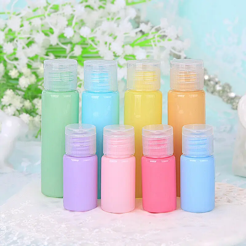

50pcs 10ml 30ml Plastic PP Candy colors Flip Lid Lotion Bottles Squeezable Cosmetic Sample Container Travel Liquid Fill Vials
