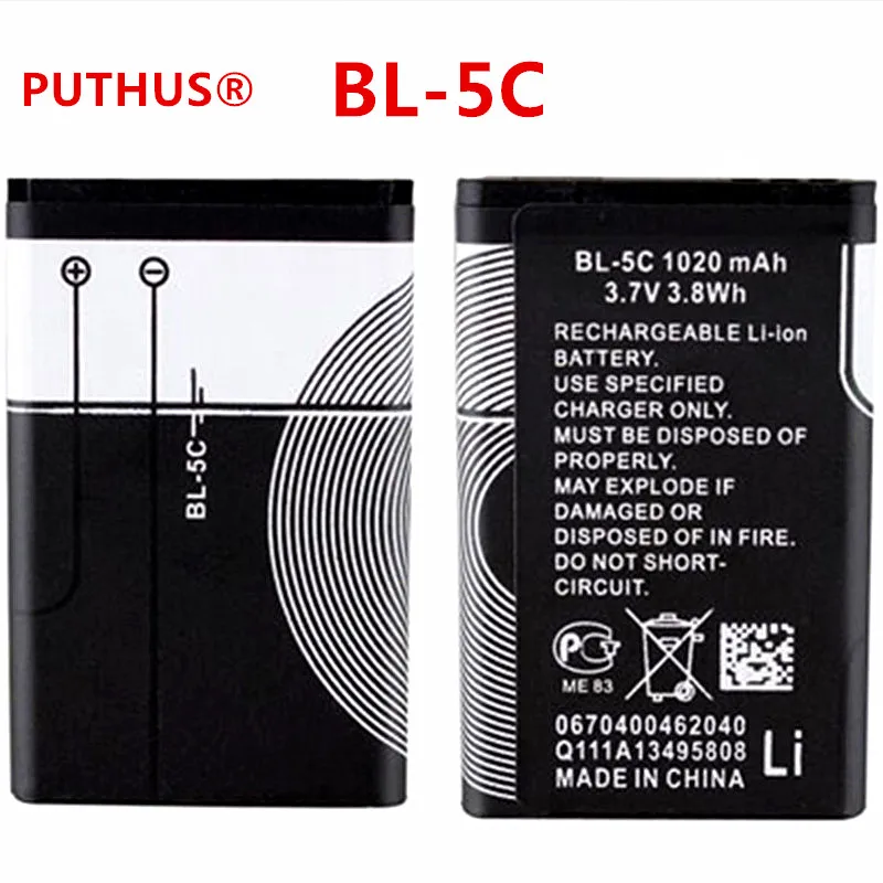 

100% New BL-5C Original Mobile Phone Battery For Nokia BL 5C 1100 6600 6230 1108 1112 1200 n70 n91 Replacement Battery