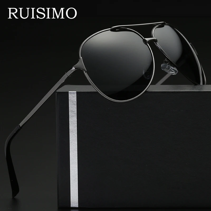 

Fashion Pilot Men Polarized Sunglasses Sun Glasses Shades Mirrors Coating Points Black Frame Eyewear Male Sun Glasses UV400