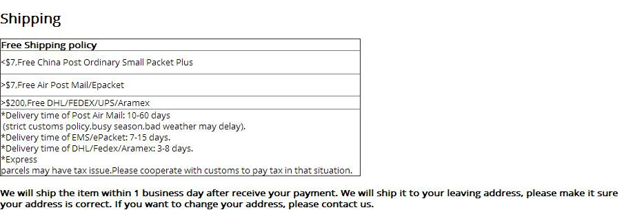 Shipping Fee