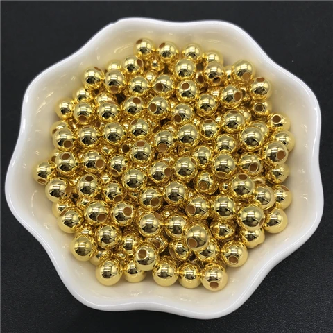 6mm 8mm 10mm Golden Imitation Pearls Acrylic Beads Round Pearl Spacer Loose Beads For Jewelry Making