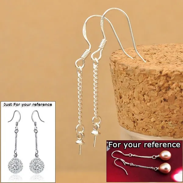 Free Ship 100PCS 925 Sterling Silver Jewelry Findings Beads Stone DIY Making Chain Rolo Long line Earring Ear Wire Hook