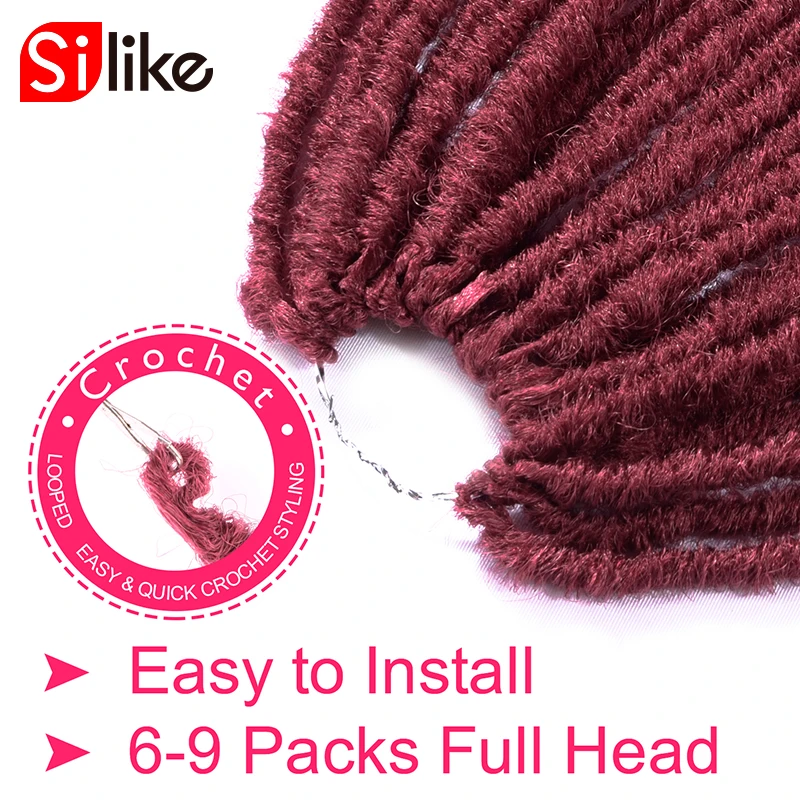 Silike 14 18 дюймов мягкие Faux Locs Curly концы крючком плетение волос синтетические волосы