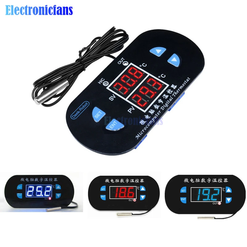 W1308 Digital 12V/220V Red/Blue LED Thermostat Temperature Controller Sensor