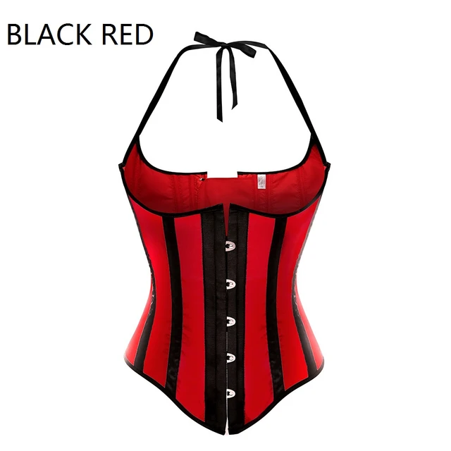 Corset Red Black, Black Basque Bustiers, Red Bustier Underbust