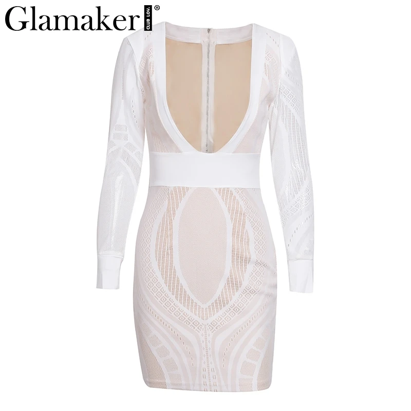 Glamaker сексуальное платье с глубоким v образным вырезом на шнуровке женское
