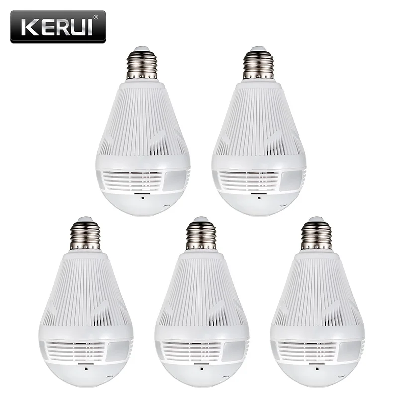 

KERUI 5pcs/lot Wireless 960P WiFi IP Bulb Fisheye Panoramic Camera 360 LED Light Lamp Surveillance Camera For Home Security