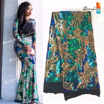 

Free Shipping African Sequin Lace Fabric High Quality French Sequin Lace Fabric Embroidery Sequin Tulle Net Lace For Party Dress