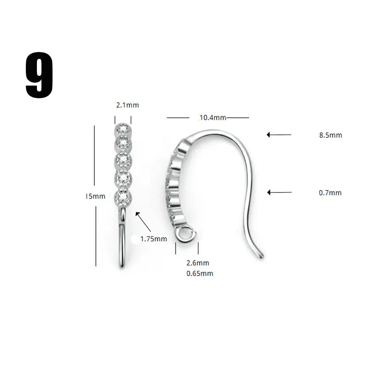 1 пара, 925 пробы, серебро, AAA, циркон, проложили серьги, крючки, мульти дизайн, необычные, для женщин, для ушей, проволока, застежки, сделай сам, ювелирное изделие