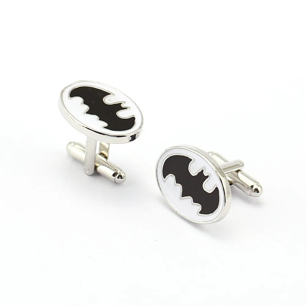 

Brand Batman Metal Cufflink 1 Pair Supermen 4 Model White Cuff Links For Men Shirt Buttons Jewelry Gift Tie Clips Wedding HF1175