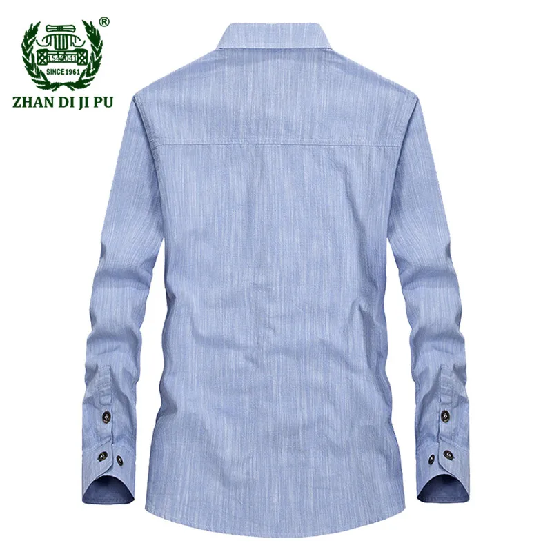 Весенняя мужская повседневная брендовая серая рубашка из хлопка с длинными рукавами Осенняя деловая Мужская рубашка afs jeep синего цвета большого размера