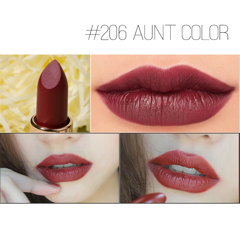 Пачка бархат помады длительные Сексуальная Shimmer Водонепроницаемый Nude Lip Stick