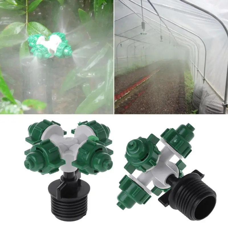 

4 Atomized Nozzles Seedling Water Sprayer External Thread Connector Irrigation Dropper Gardening Tools Equipment Atomizer Set