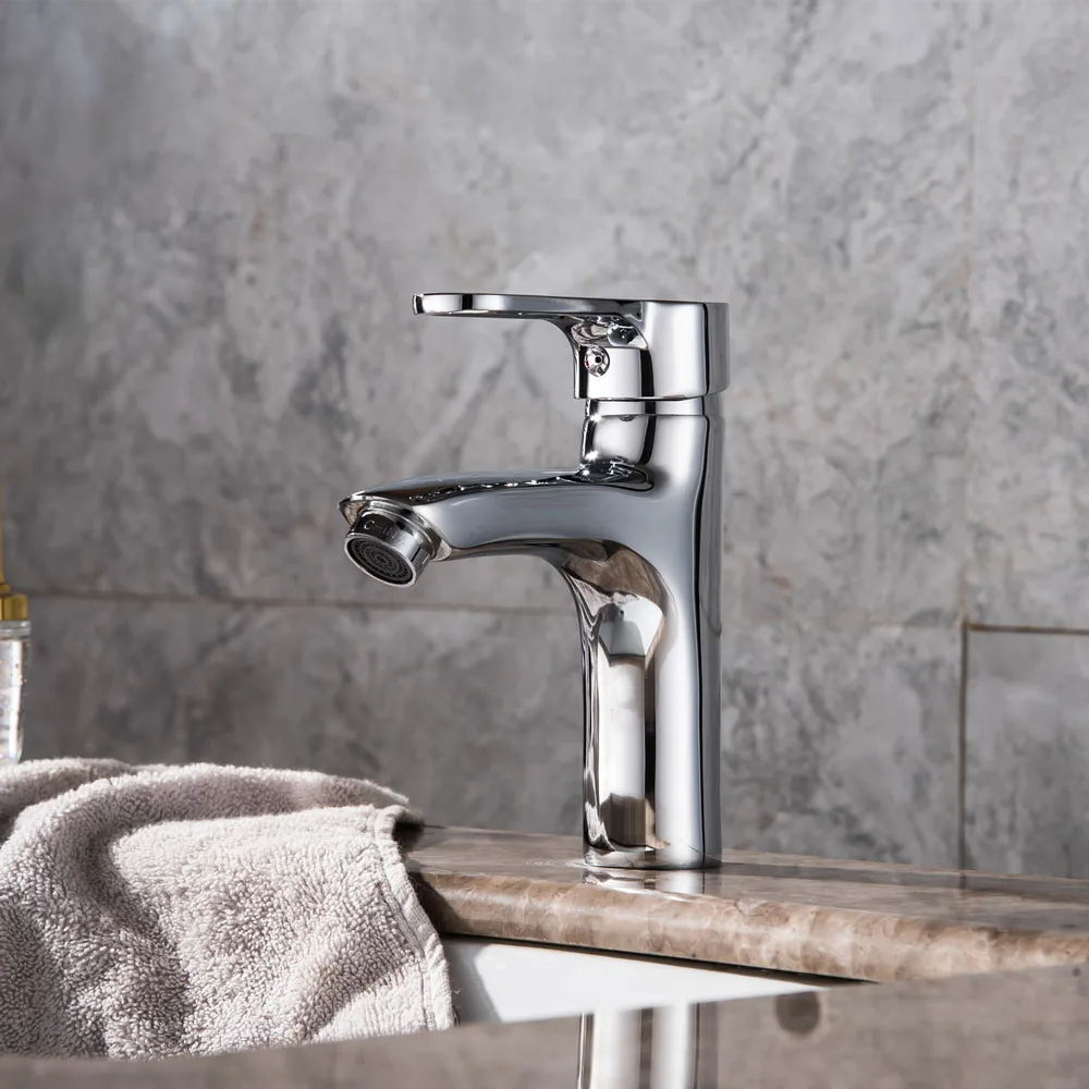 Newly Bathroom Basin Sink Faucet Polish Single Handle Single Hole Mixer Tap Deck Mounted Bathroom Kitchen Hot and cold Tap8