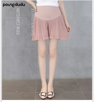 

Poungdudu maternity pregnant women pants tide mom loose large size wear shorts thin section pregnancy pleated pregnant wide leg