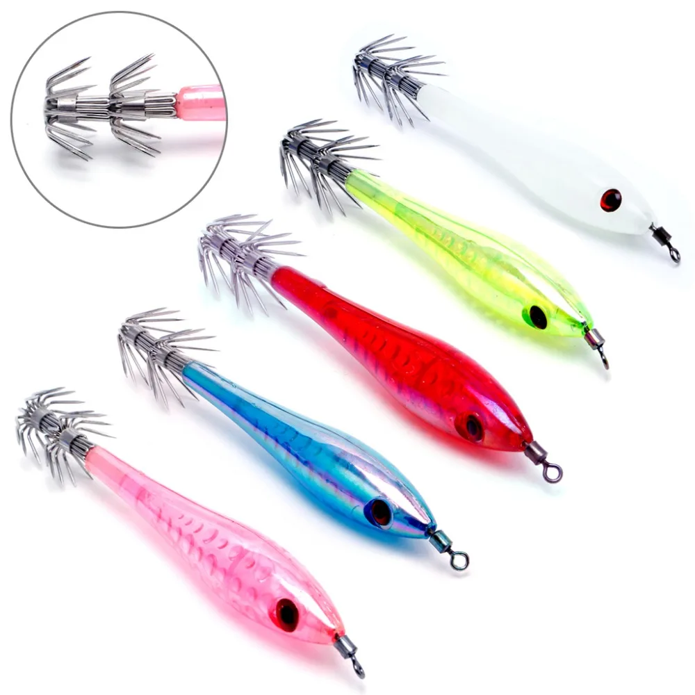 5pcs/lot 10 CM Luminous Squid Hook Cuttlefish Jig Fishing Hard Lure
