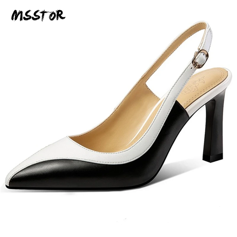 Elegante Colores Correa Nude Tacones De Sexy Zapatos Mujeres Mezclados negro Beige Bombas Punta Primavera Msstor Slip hebilla Otoño nFUdqYwUS