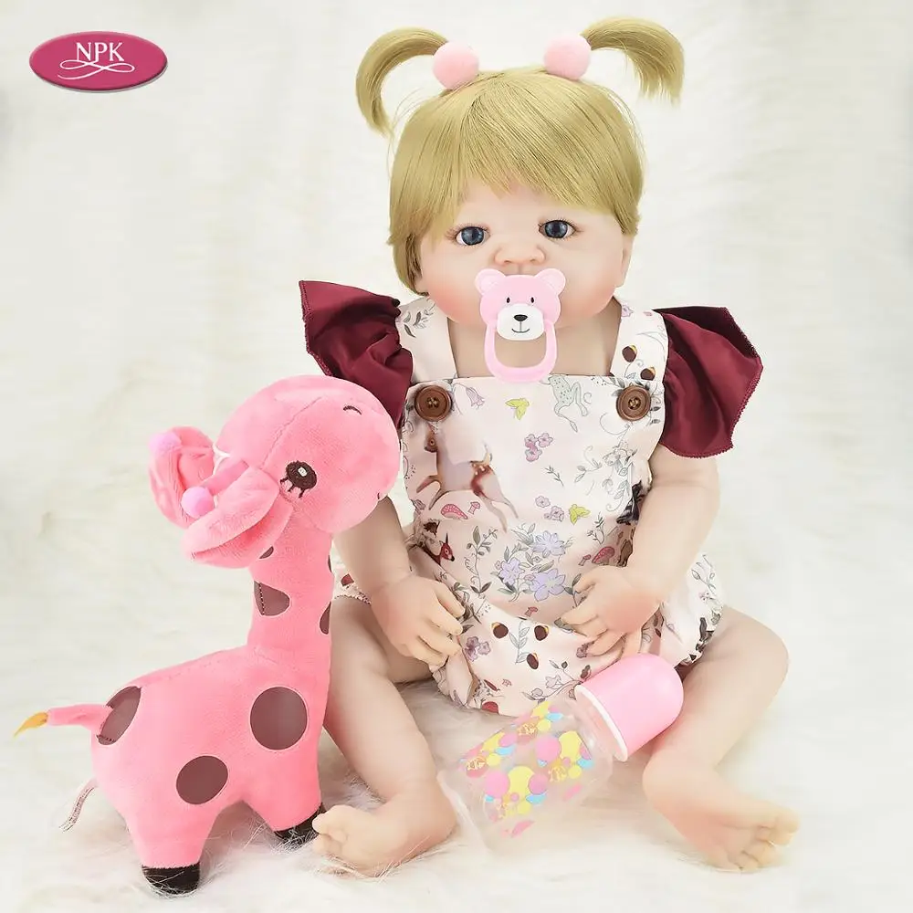 

NPK Full Body Silicone Reborn Girl Baby Doll Lifelike Princess 55CM Vinyl Realistic Reborn Toddler Babies Doll Bathe Toys Girls