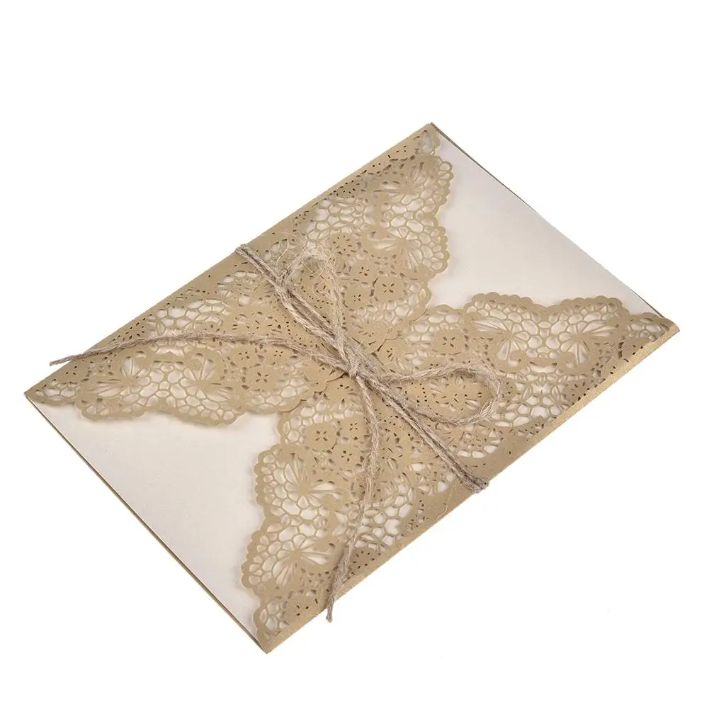  10pcs/lot European Style Elegant Delicate Carved Lace Wedding Party Invitations Cards Dropshipping  - 33059790696