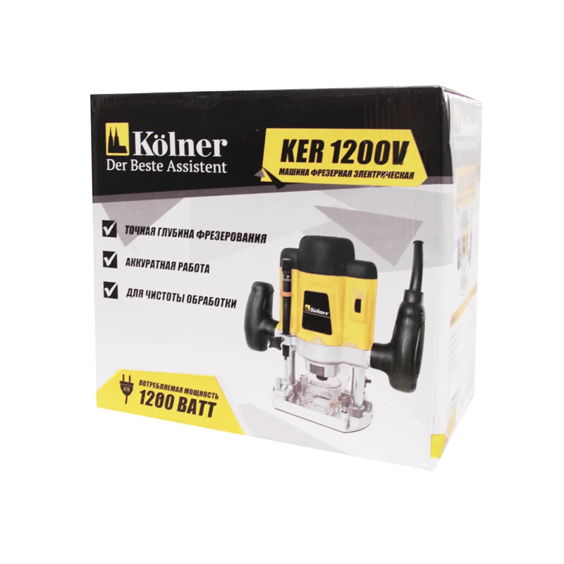Фрезер электрический Kolner KER 1200V (мощность 1200 Вт, Скорость холостого хода от 15000 до 30 000 об/мин, диаметр цанги 8 мм)