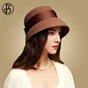 FS noir hiver chapeaux femmes à large bord laine Fedora élégant melon Cloche feutre casquettes Vintage dames église chapeau Sombreros Mujer ► Photo 1/6