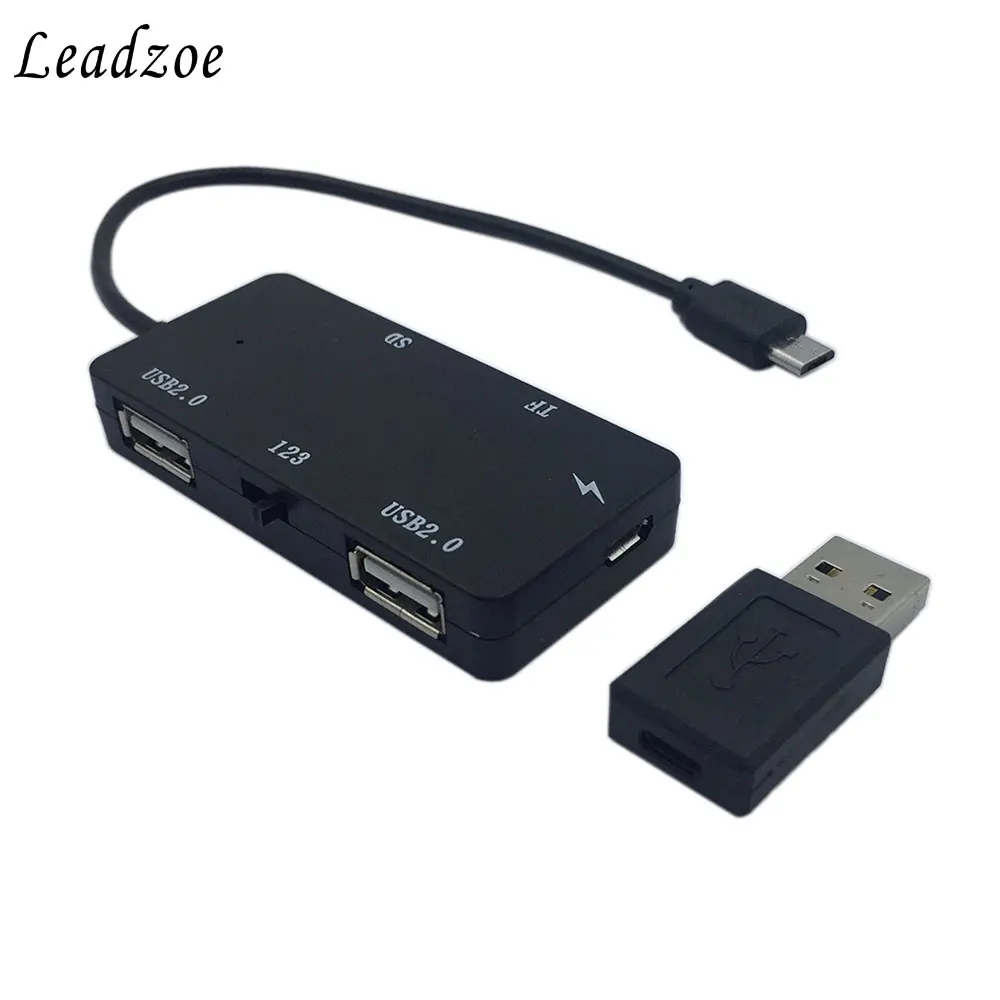 Leadzoe Micro USB OTG зарядный концентратор SD TF кард-ридер адаптер кабель с переключателем для Windows Tablet, Android смартфон ПК