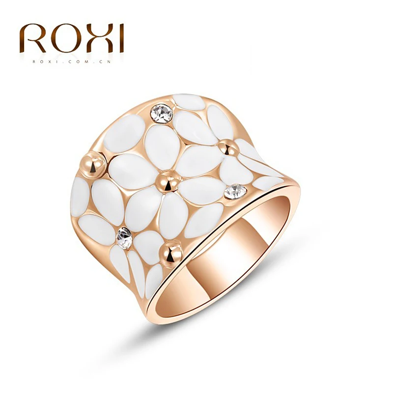 10 шт./лот 2020 Romad чармы Anillo белый кристалл цветок кольца для женщин розовое золото