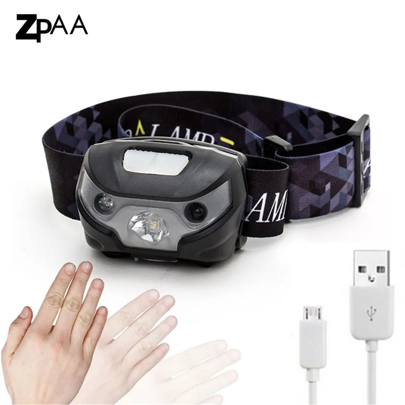 

ZPAA 3500Lumen LED Body Motion Sensor Headlamp Mini Headlight Rechargeable Outdoor Camping Flashlight Head Torch Lamp With USB