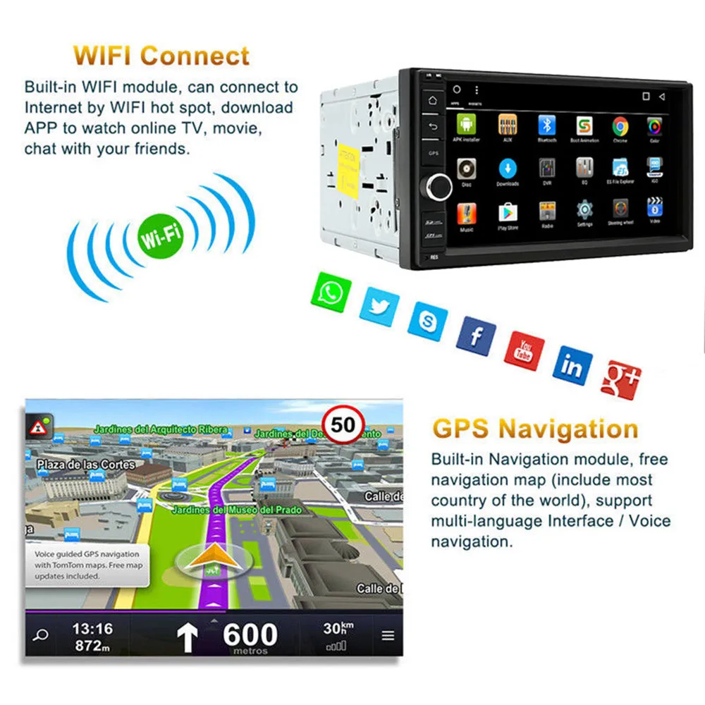 Cheap Octa Core 2G+32G Car Audio Stereo 7" Android 8.1 2 Din Car Radio GPS Navigation Car Multimedia No DVD Player Autoradio 1024*600 1 Cheap Octa Core 2G+32G Car Audio Stereo 7" Android 8.1 2 Din Car Radio GPS Navigation Car Multimedia No DVD Player Autoradio 1024*600 1