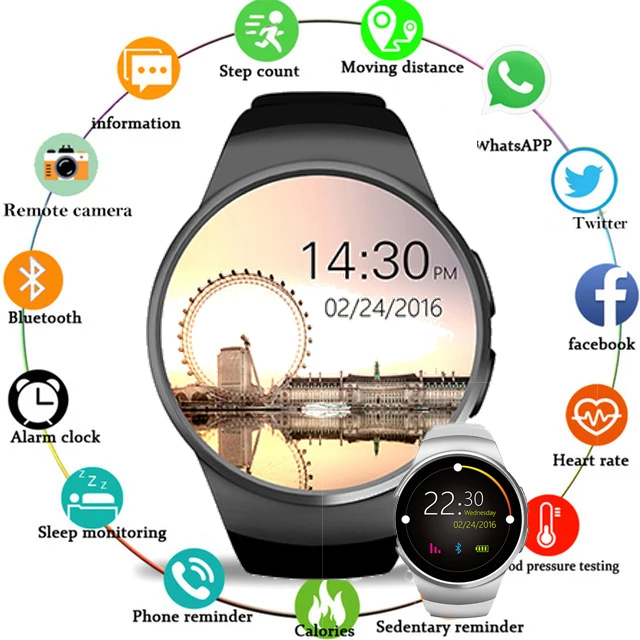 

NEW 2019 Bluetooth Smart Watch KW18 Men Women Support Heart Rate Monitor SIM LET 3G TF Card Smartwatch for Android IOS PK QW09