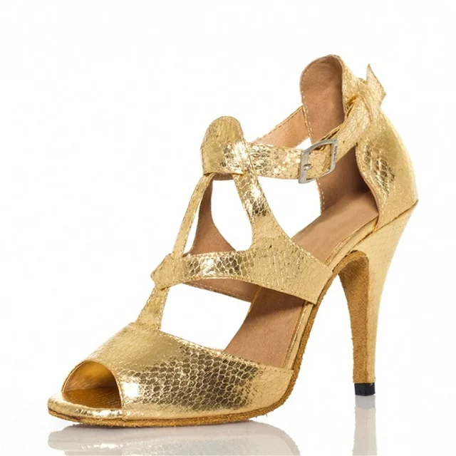 Vrouwen Korting Gold Slangenprint Dansschoenen Latin Ballroom Schoenen