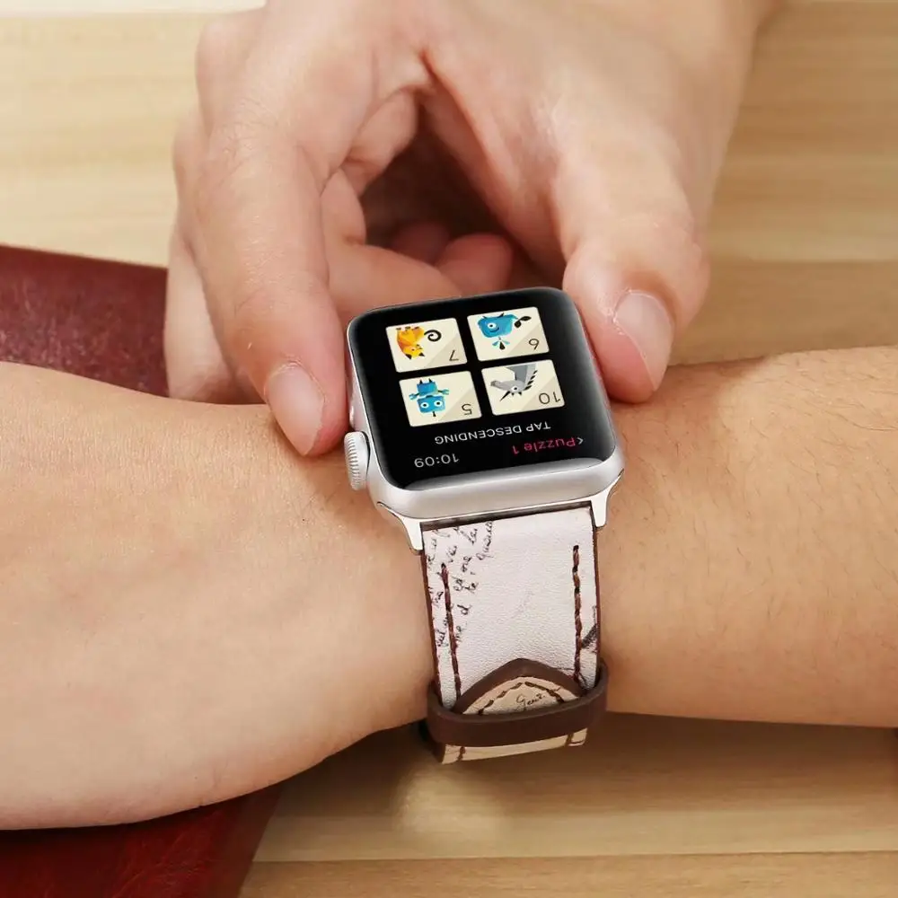 Кожаный спортивный ремешок для Apple watch band 4 5 44/40 мм Сменные аксессуары часов iwatch